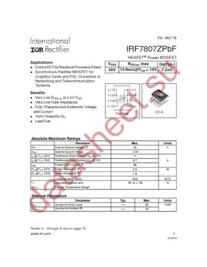 IRF7807ZPBF datasheet  